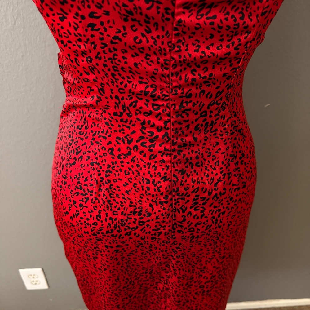 Re:Named Red animal print leopard Sexy slip dress Sz S Valentine's Day - Picture 4 of 6